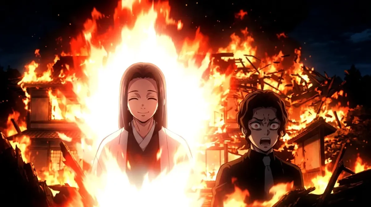 Kagaya Ubuyashiki sorrindo no momento da explosão final contra Muzan em Demon Slayer